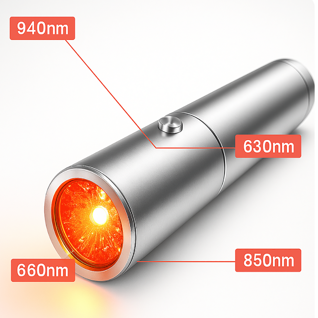 Red And Near-Infrared LED Light Torch - Handheld Device With Five Wavelengths