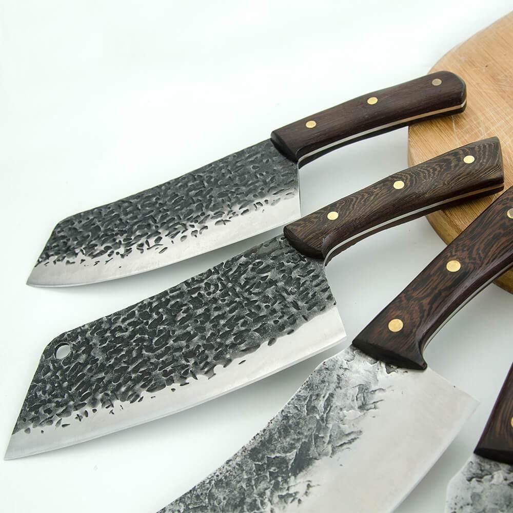 Hand-Forged Cleaver With Clad Steel Blade For Kitchen Use
