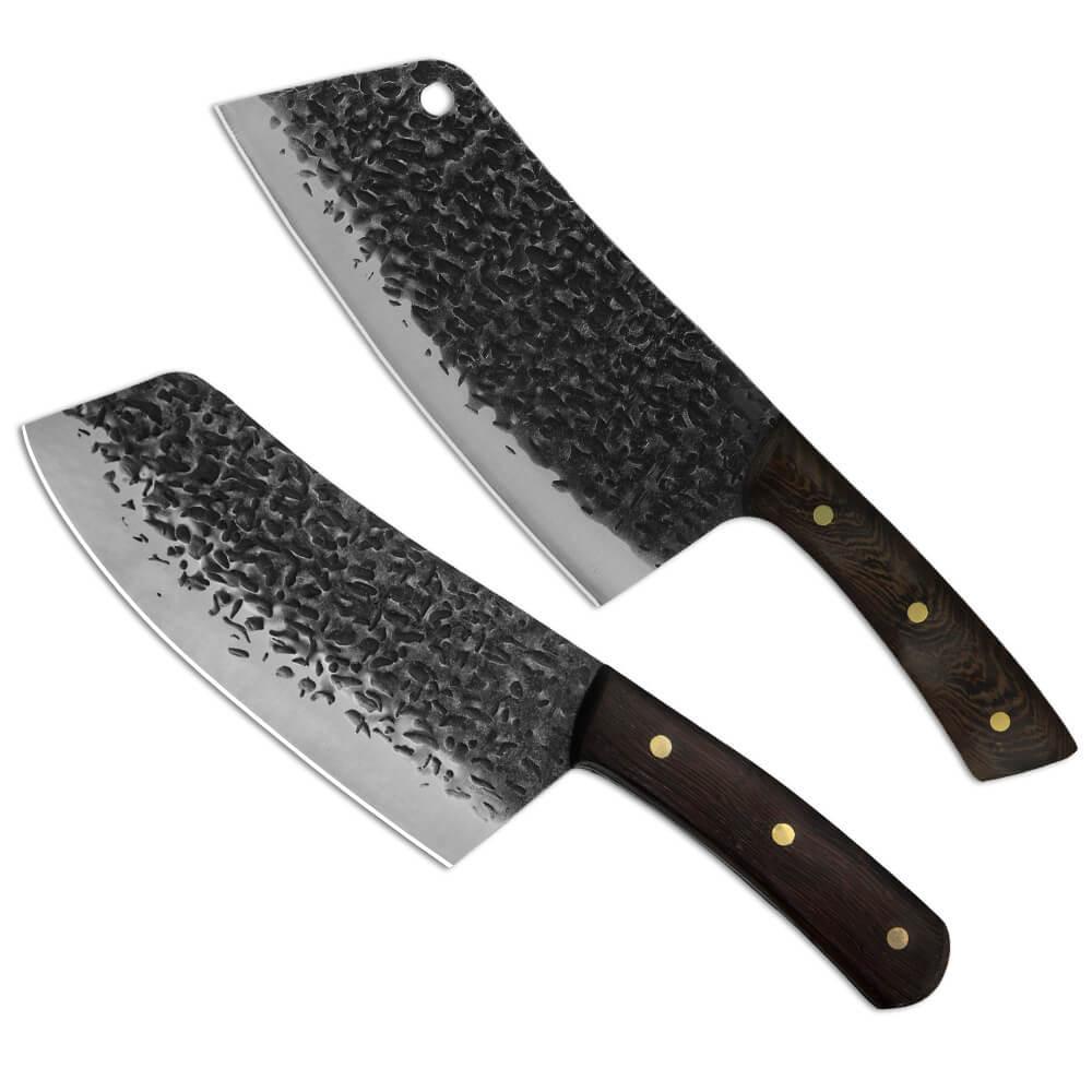 Hand-Forged Cleaver With Clad Steel Blade For Kitchen Use