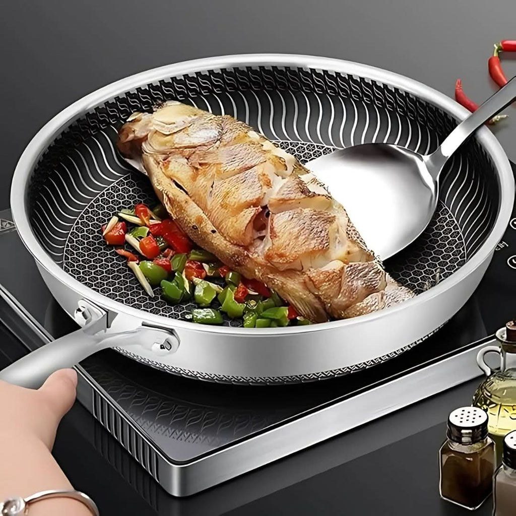 StellarForge Stainless Steel Nonstick Pan With Hexa Surface
