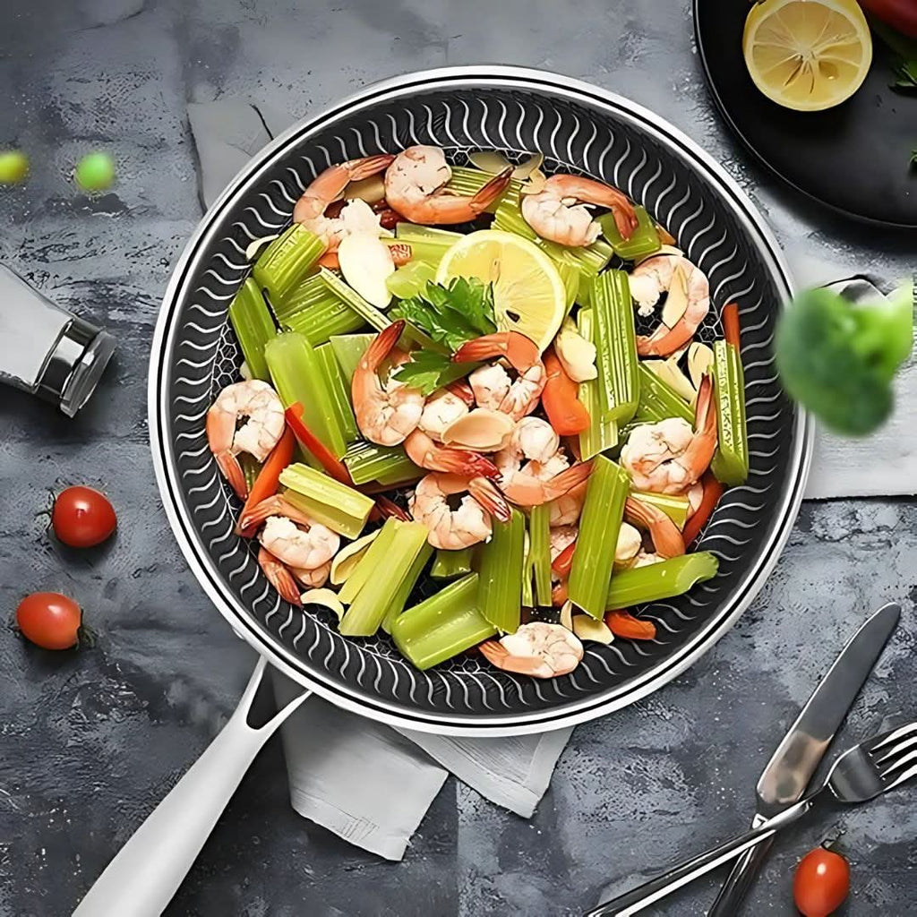 StellarForge Stainless Steel Nonstick Pan With Hexa Surface