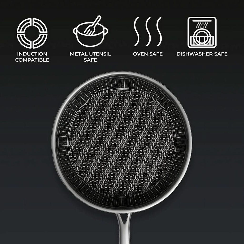 StellarForge Stainless Steel Nonstick Pan With Hexa Surface