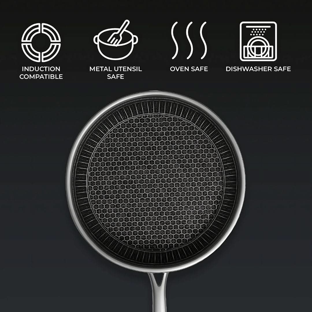 StellarForge Stainless Steel Nonstick Pan With Hexa Surface