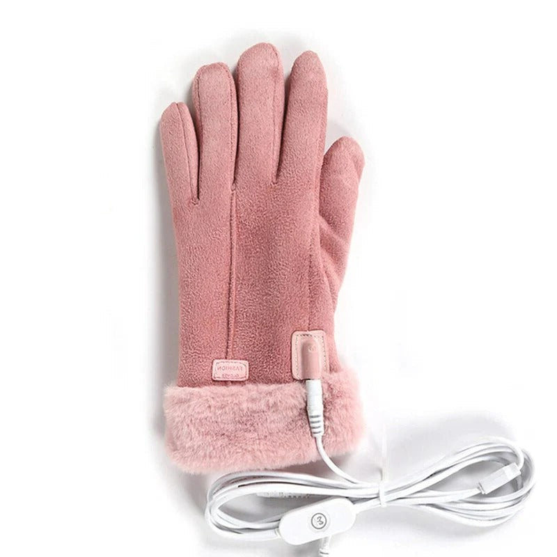 Women's Rechargeable Wool Lined Heated Gloves With Touchscreen