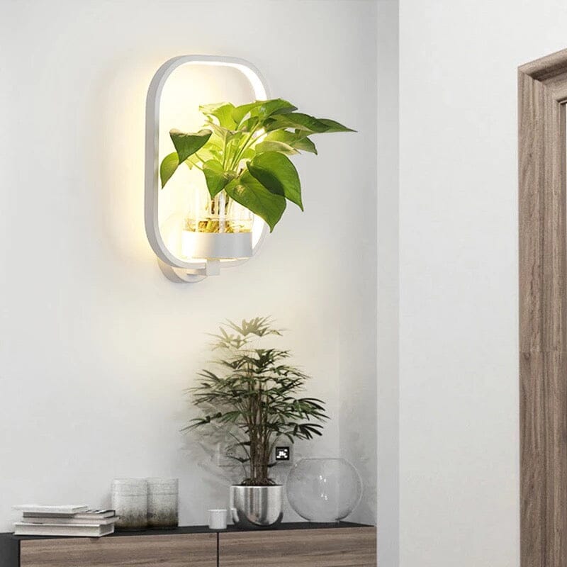 VerdantGlow Planter Wall Light With Glass Plant Cup