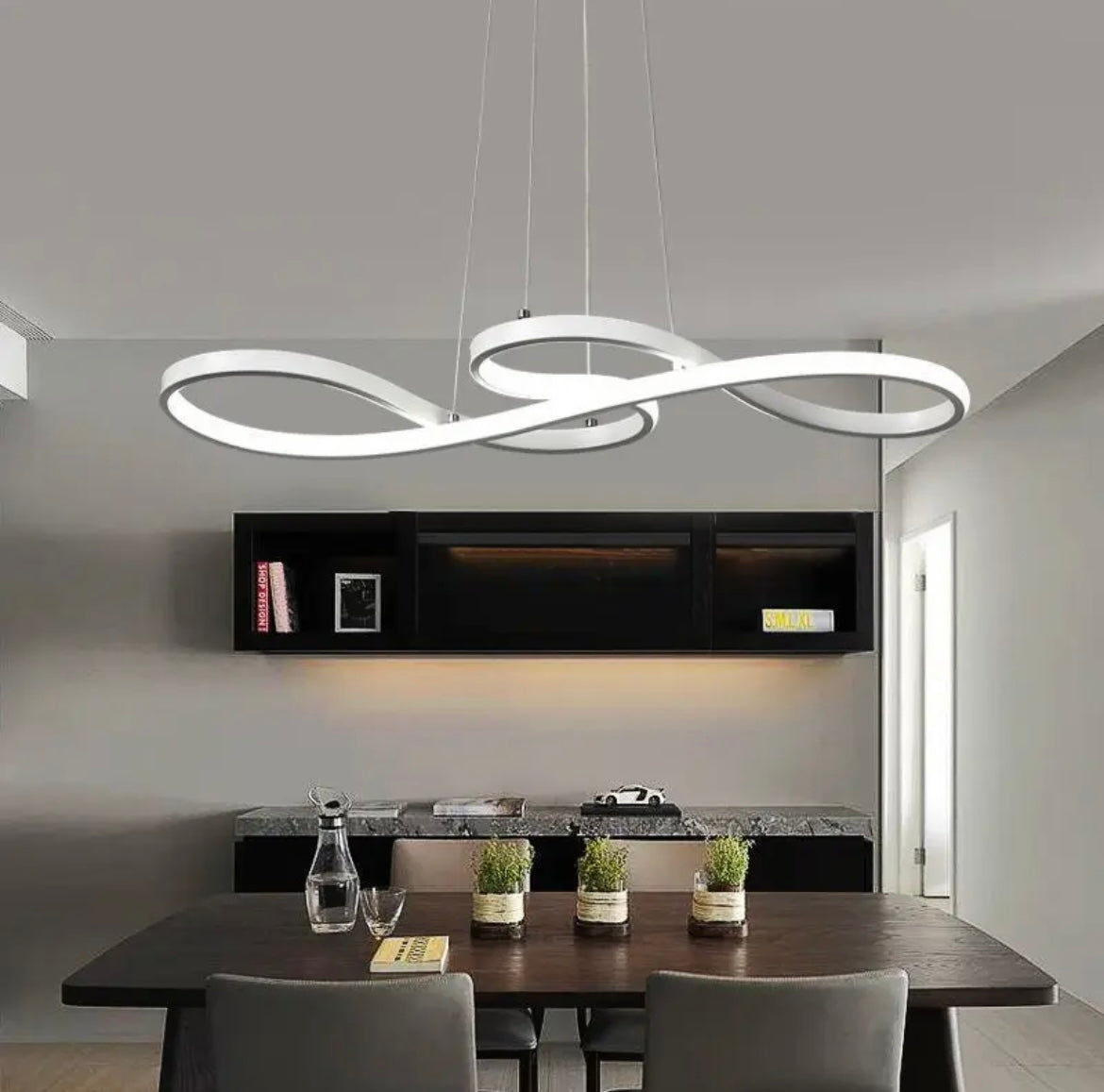 Nordic Inspired Creative Pendant Lamp in Aluminium Finish