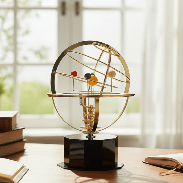 CosmoCraft Brass Solar System Model With Nine Hand-Sculpted Planets