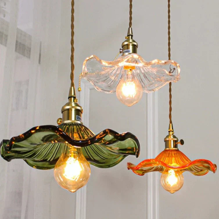 Lámparas colgantes de vidrio Lyra con forma de flor para decoración nórdica en sala de estar