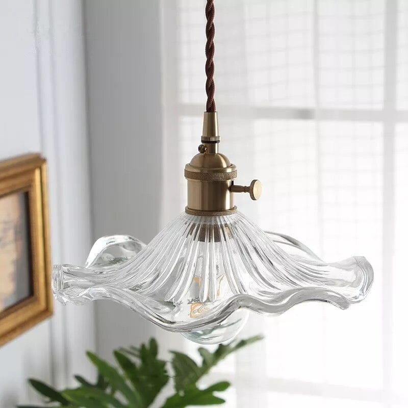 Lámparas colgantes de vidrio Lyra con forma de flor para decoración nórdica en sala de estar