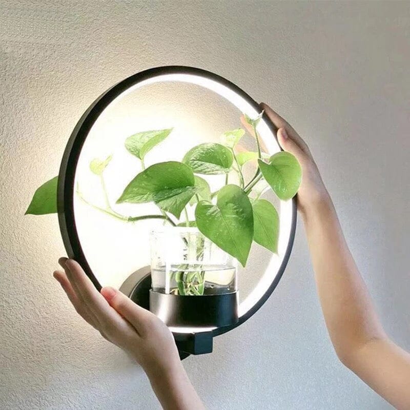 VerdantGlow Planter Wall Light With Glass Plant Cup