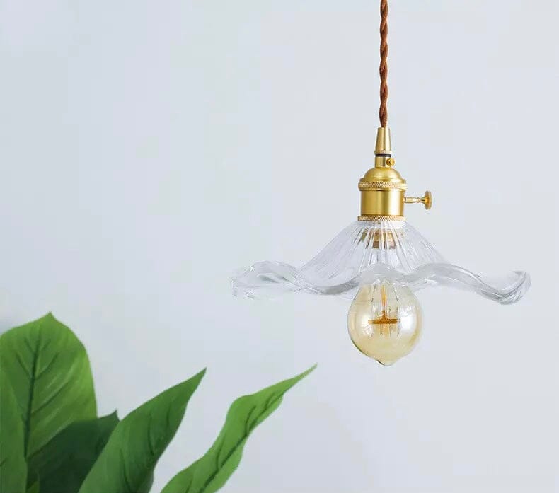 Lámparas colgantes de vidrio Lyra con forma de flor para decoración nórdica en sala de estar