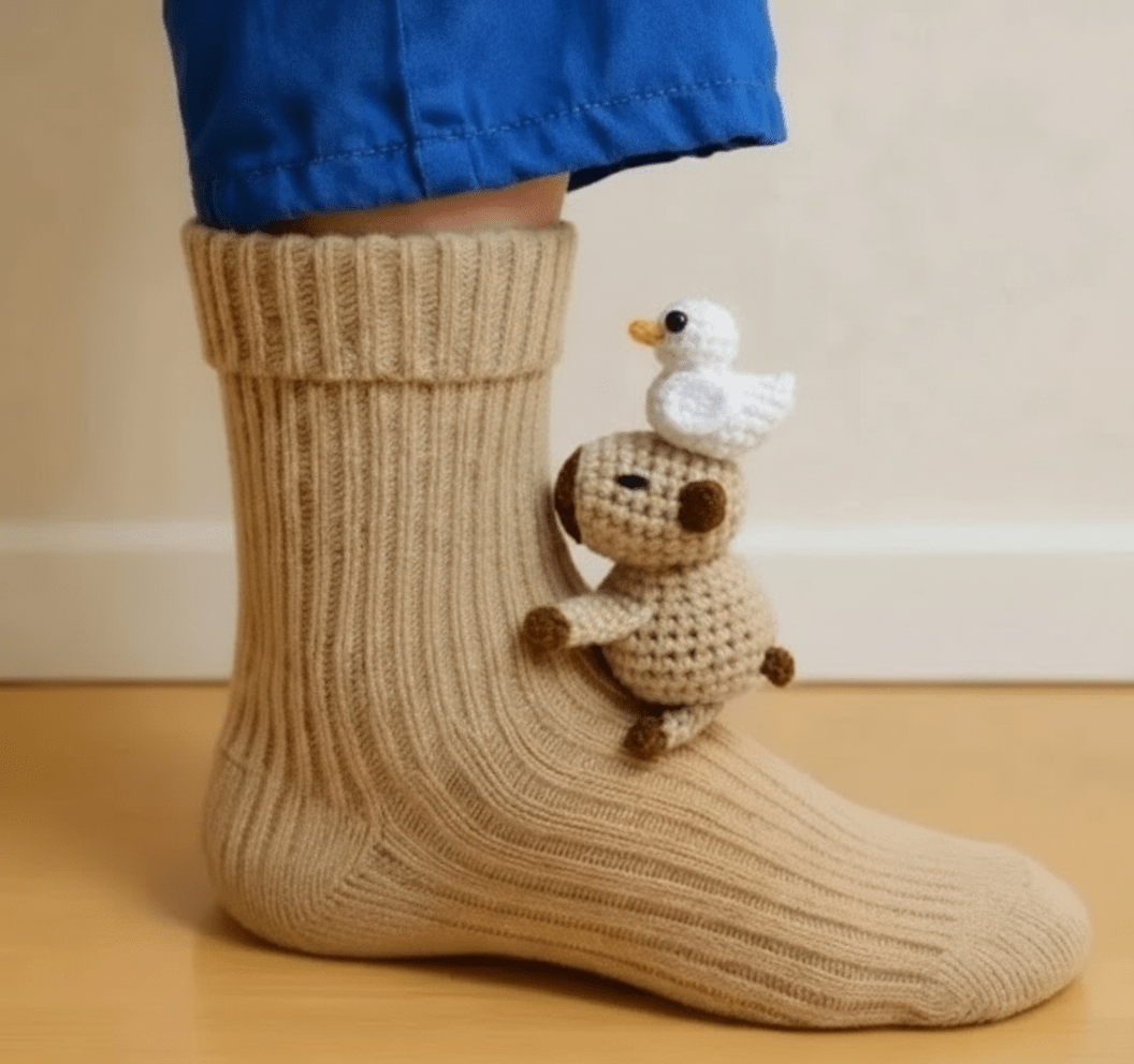 SnugNest Cozy House Socks With Cute 3D Animal Accent And Non-Slip Sole