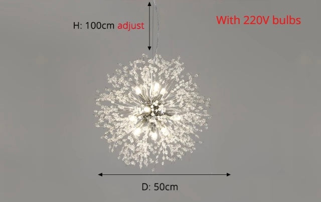 Závěsná lampa AstraLume Dandelion Crystal s nastavitelnou výškou