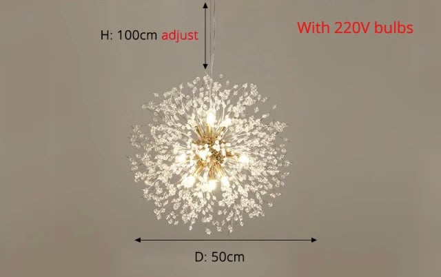 Závěsná lampa AstraLume Dandelion Crystal s nastavitelnou výškou