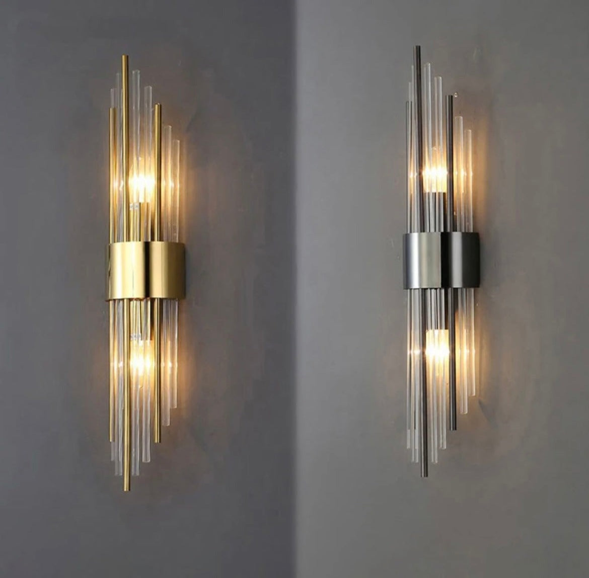 Minimalist Stainless Steel Crystal Wall Lamp With Ambient LED