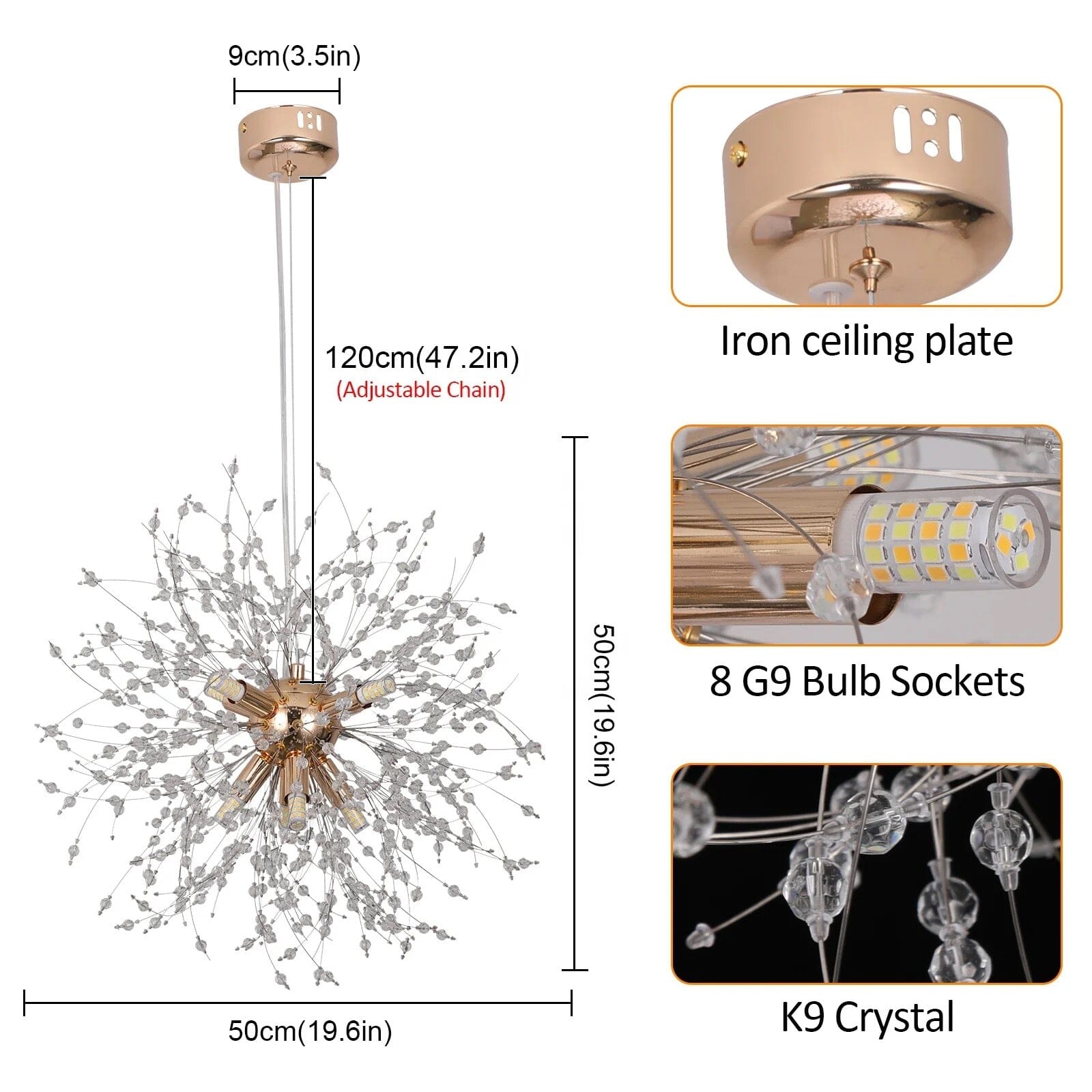Závěsná lampa AstraLume Dandelion Crystal s nastavitelnou výškou