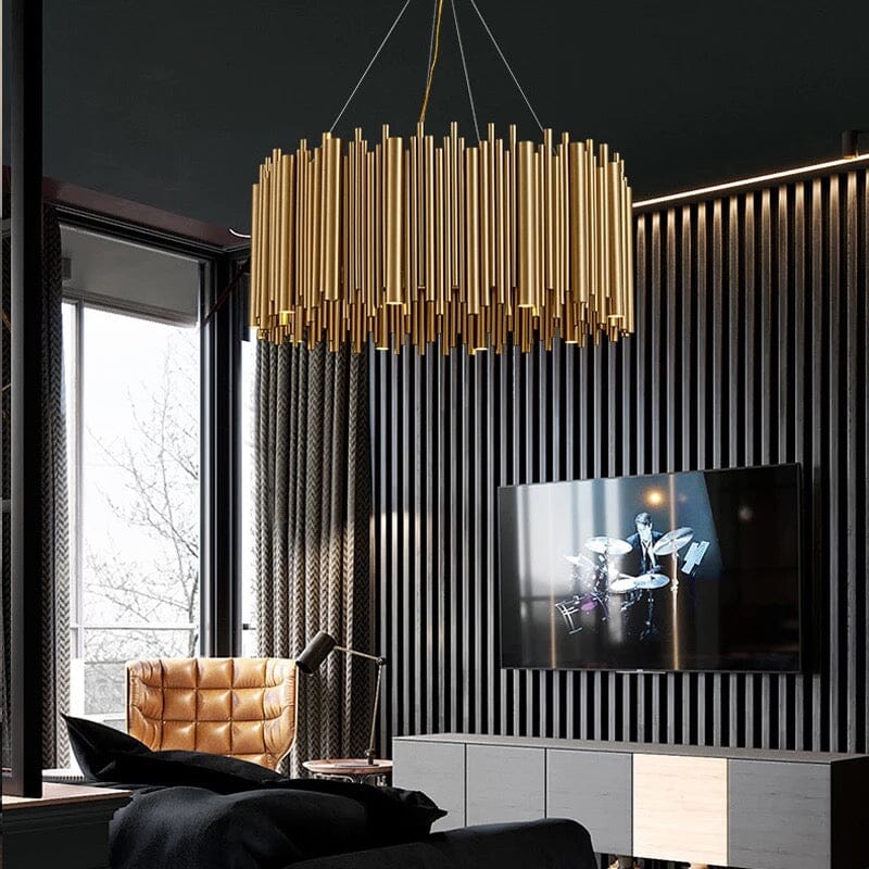 Golden Nest lysekrone med luksuriøs metallramme og varm finish