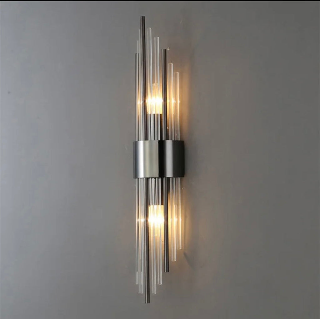 Minimalist Stainless Steel Crystal Wall Lamp With Ambient LED