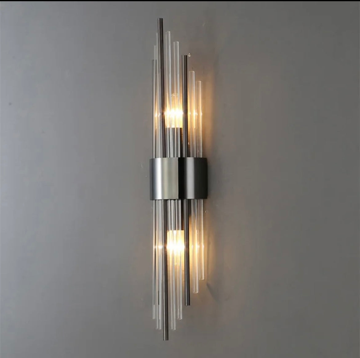Minimalist Stainless Steel Crystal Wall Lamp With Ambient LED