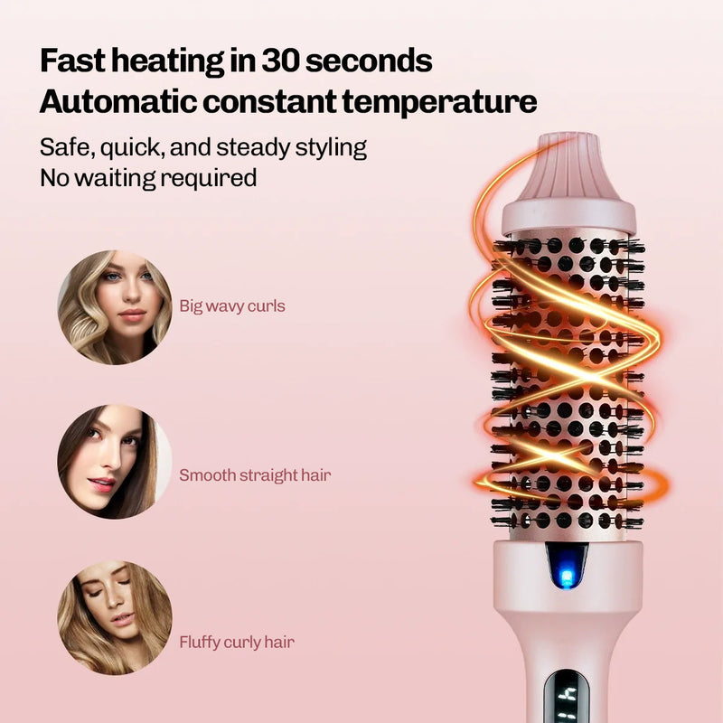 StyleFusion - 1,5palcový kulatý horký kartáč – iontový tepelný kartáč se 6 nastaveními teploty