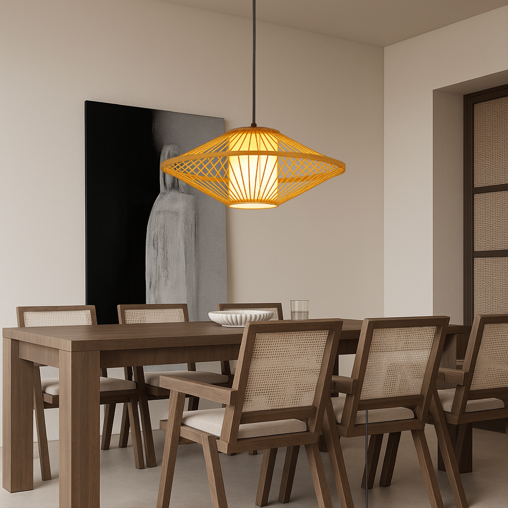 Solhaven Bamboo Japandi Pendant Lamp for Living Room