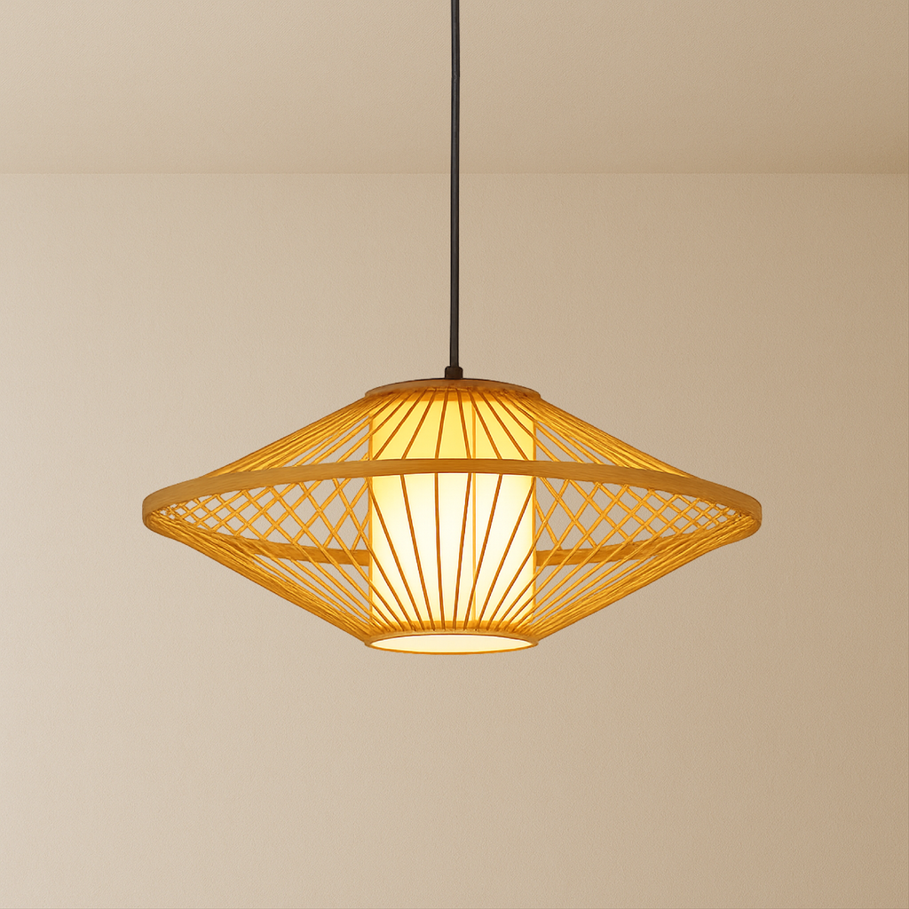 Solhaven Bamboo Japandi Pendant Lamp for Living Room
