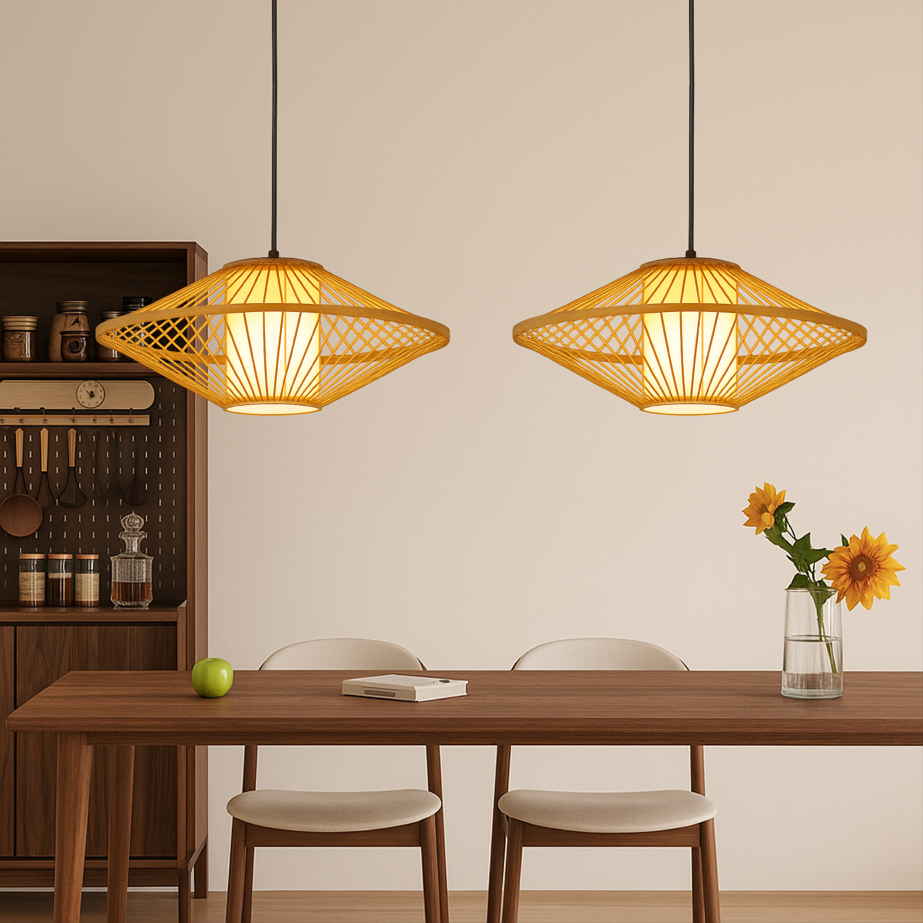 Kairo Natural Japandi Bamboo Pendant Lamp for Living Room