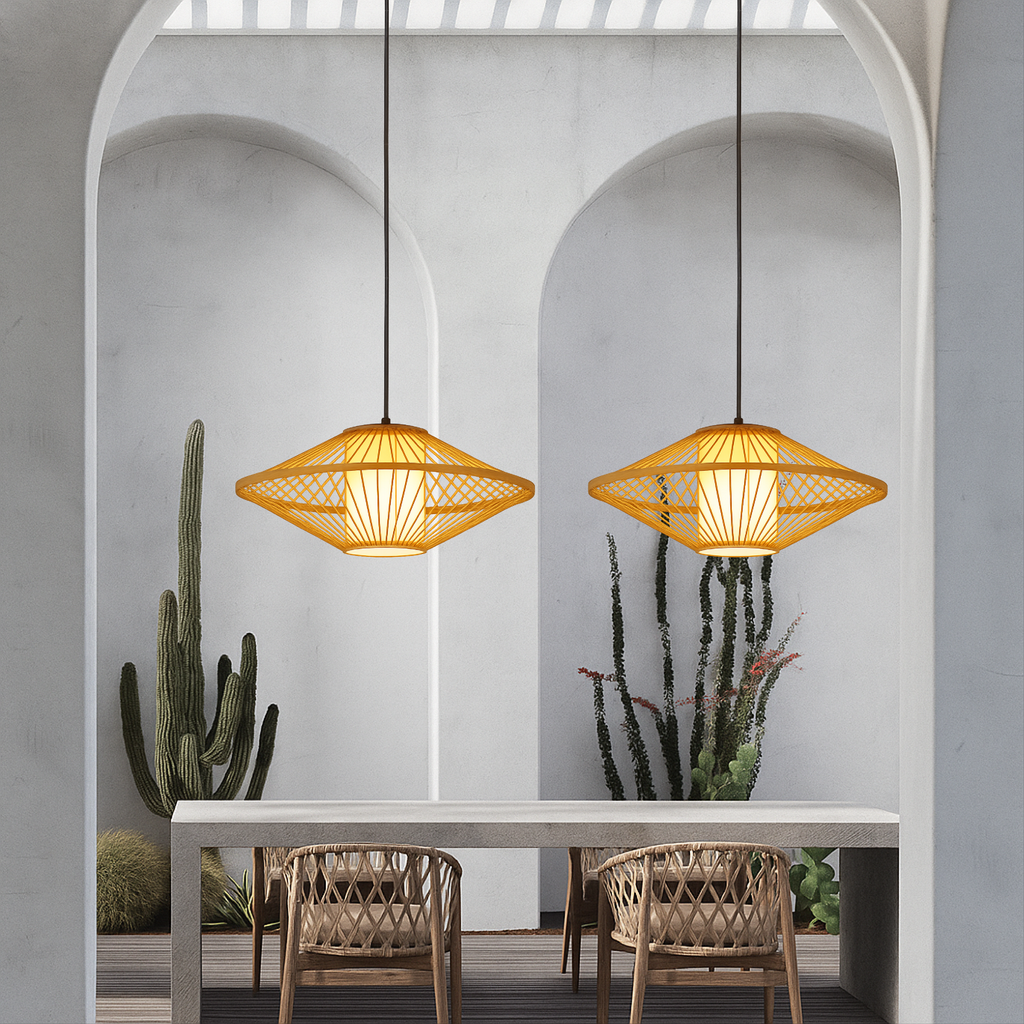 Solhaven Bamboo Japandi Pendant Lamp for Living Room