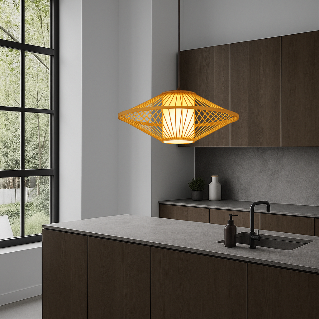Kairo Natural Japandi Bamboo Pendant Lamp for Living Room