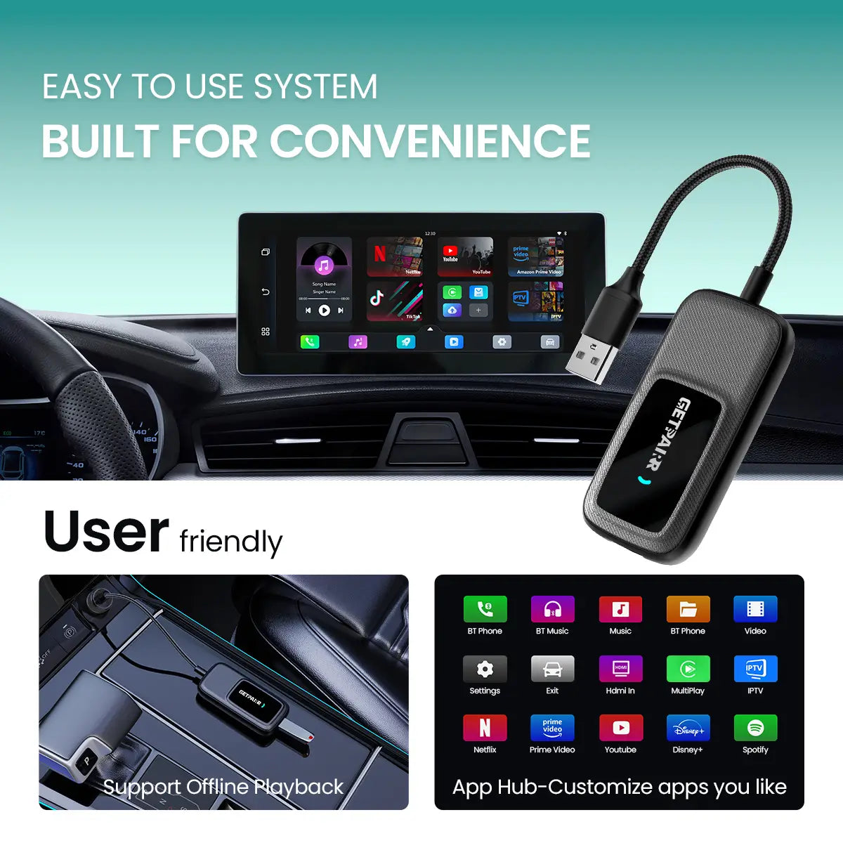 NovaLink Wireless CarPlay and Android Auto Adapter With App Hub