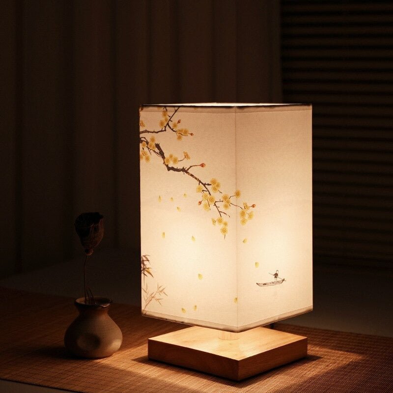 LumaNova Nordic japonská stolní lampa s měkkým textilním stínidlem