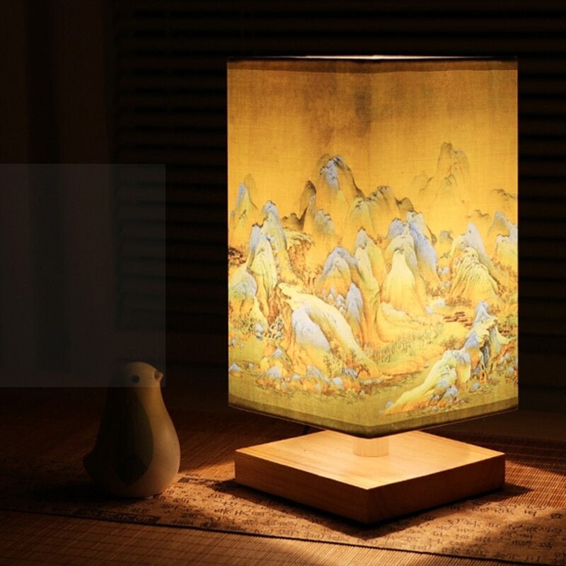 LumaNova Nordic japonská stolní lampa s měkkým textilním stínidlem