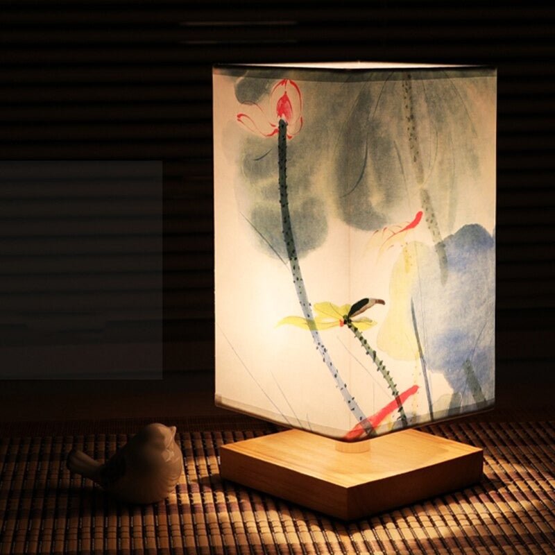 LumaNova Nordic japonská stolní lampa s měkkým textilním stínidlem
