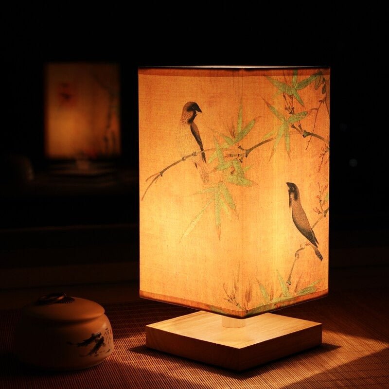 LumaNova Nordic japonská stolní lampa s měkkým textilním stínidlem