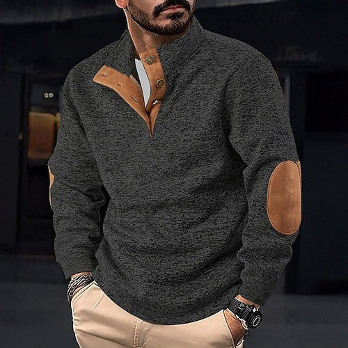 Astra Stand Collar Knitted Sweater With Button Details And Long Sleeves