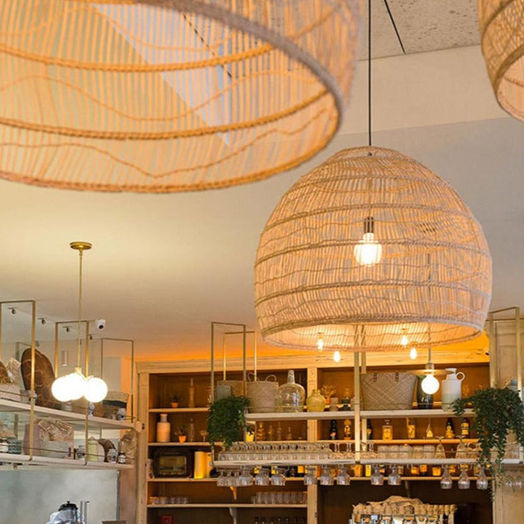 Lunaro Rattan Ceiling Light With Natural Bamboo Texture
