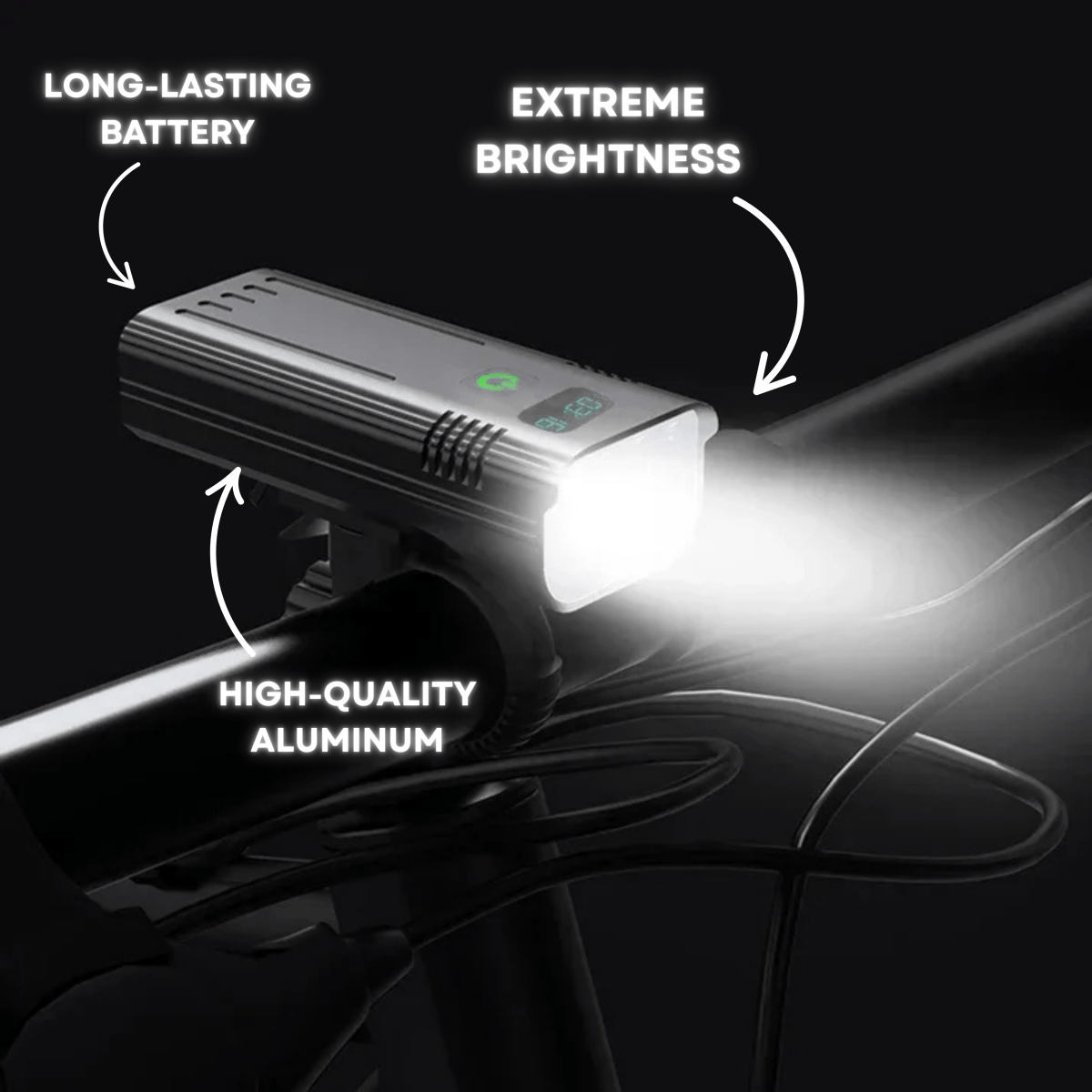 NovaGlide X 5000 Lumen Bike Light With 12 LEDs And USB-C Rechargeable Battery