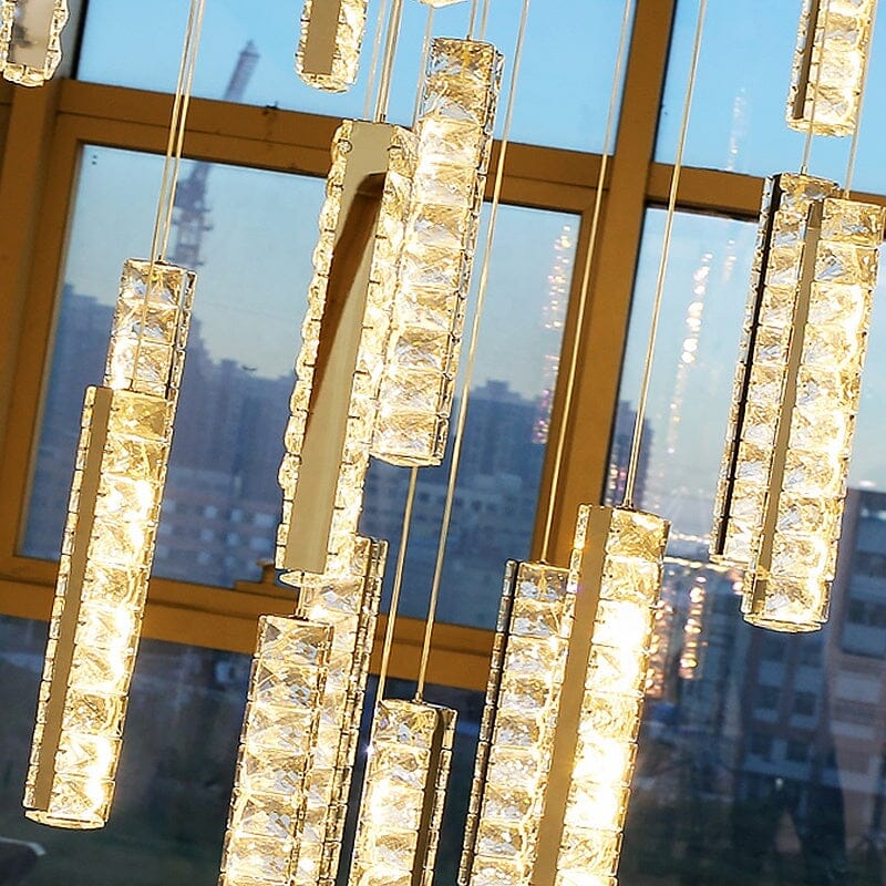 لوستر کریستال راه‌پله لوسترکرس با نورپردازی LED