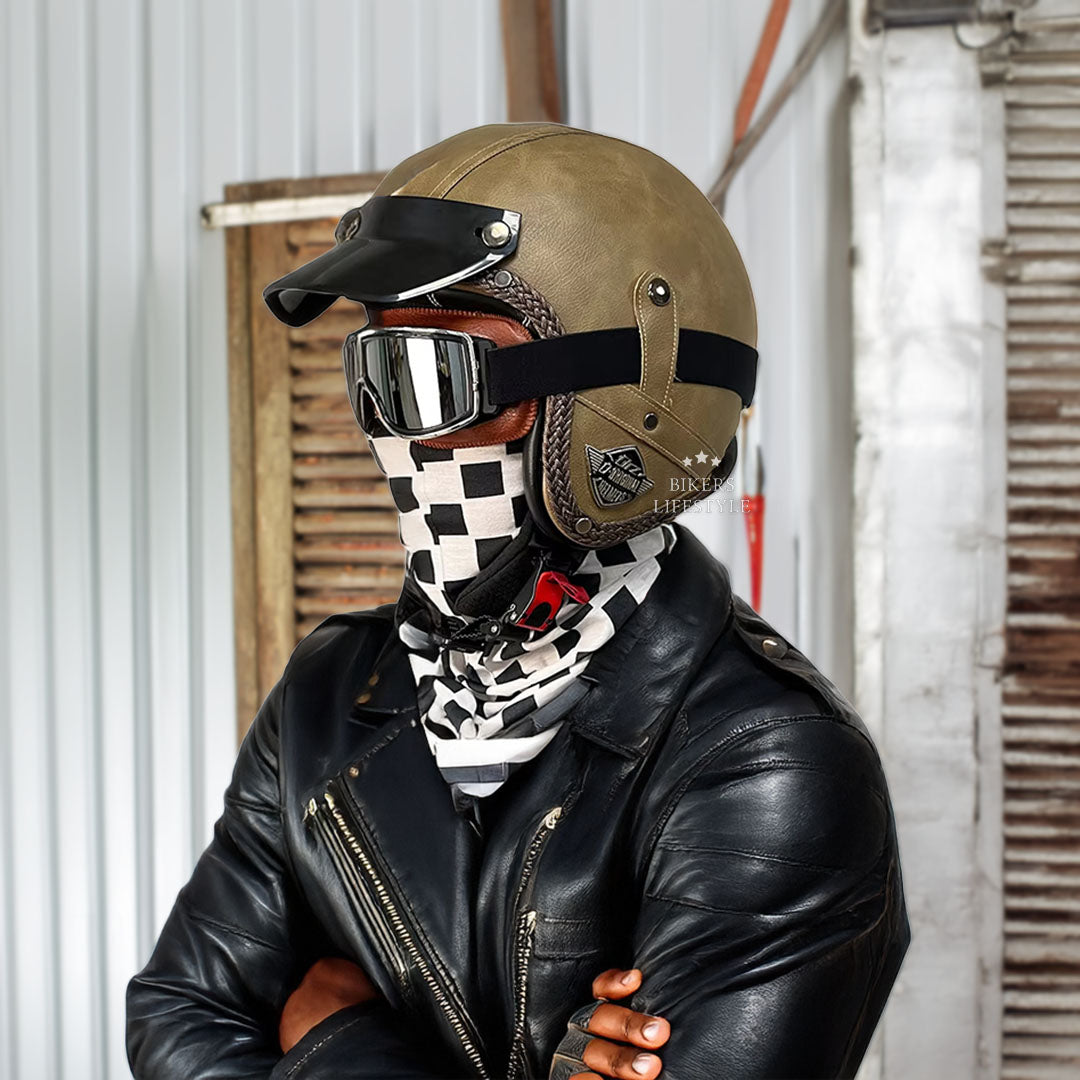 Astra Heritage Open Face Motorcycle Helmet DOT and ECE Certified