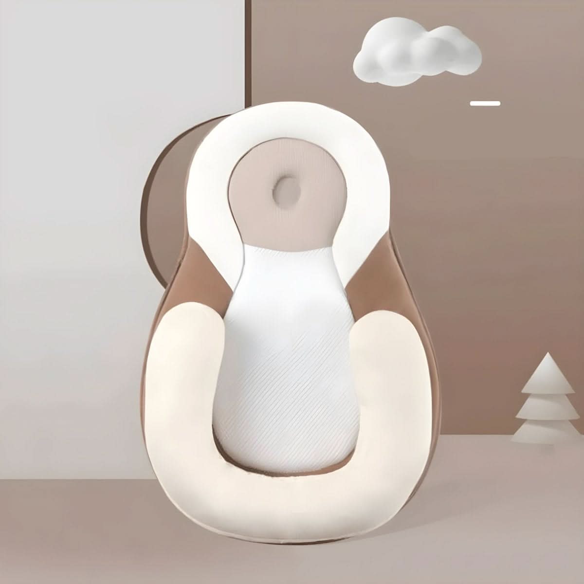 NurtureNest Ergonomisk Babypude til Sikker Søvn og Forebyggelse af Fladt Hoved