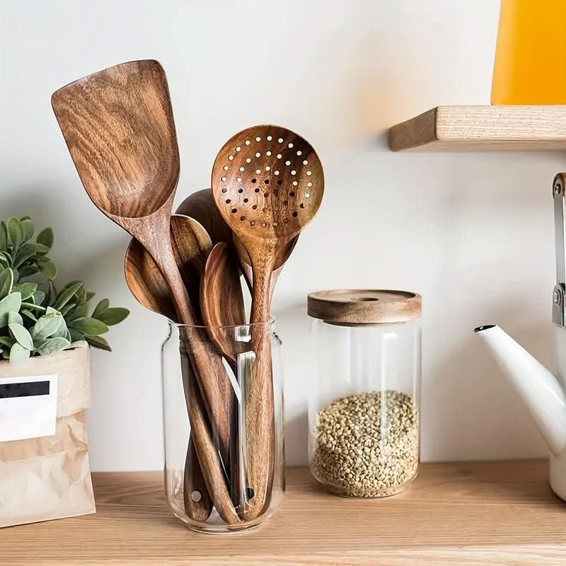Everwood Sustainable 5-Piece Teak Wood Kitchen Utensil Set