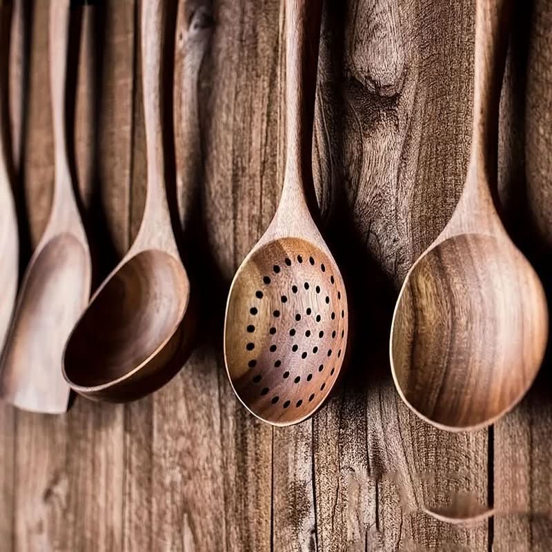 Everwood Sustainable 5-Piece Teak Wood Kitchen Utensil Set