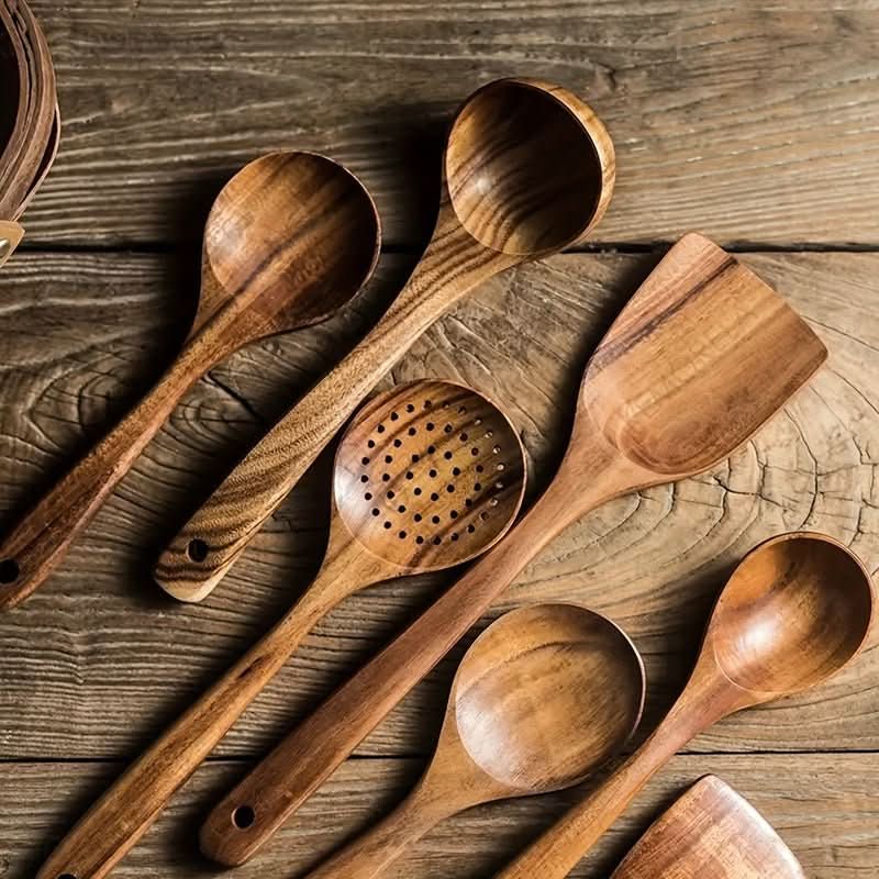Everwood Sustainable 5-Piece Teak Wood Kitchen Utensil Set