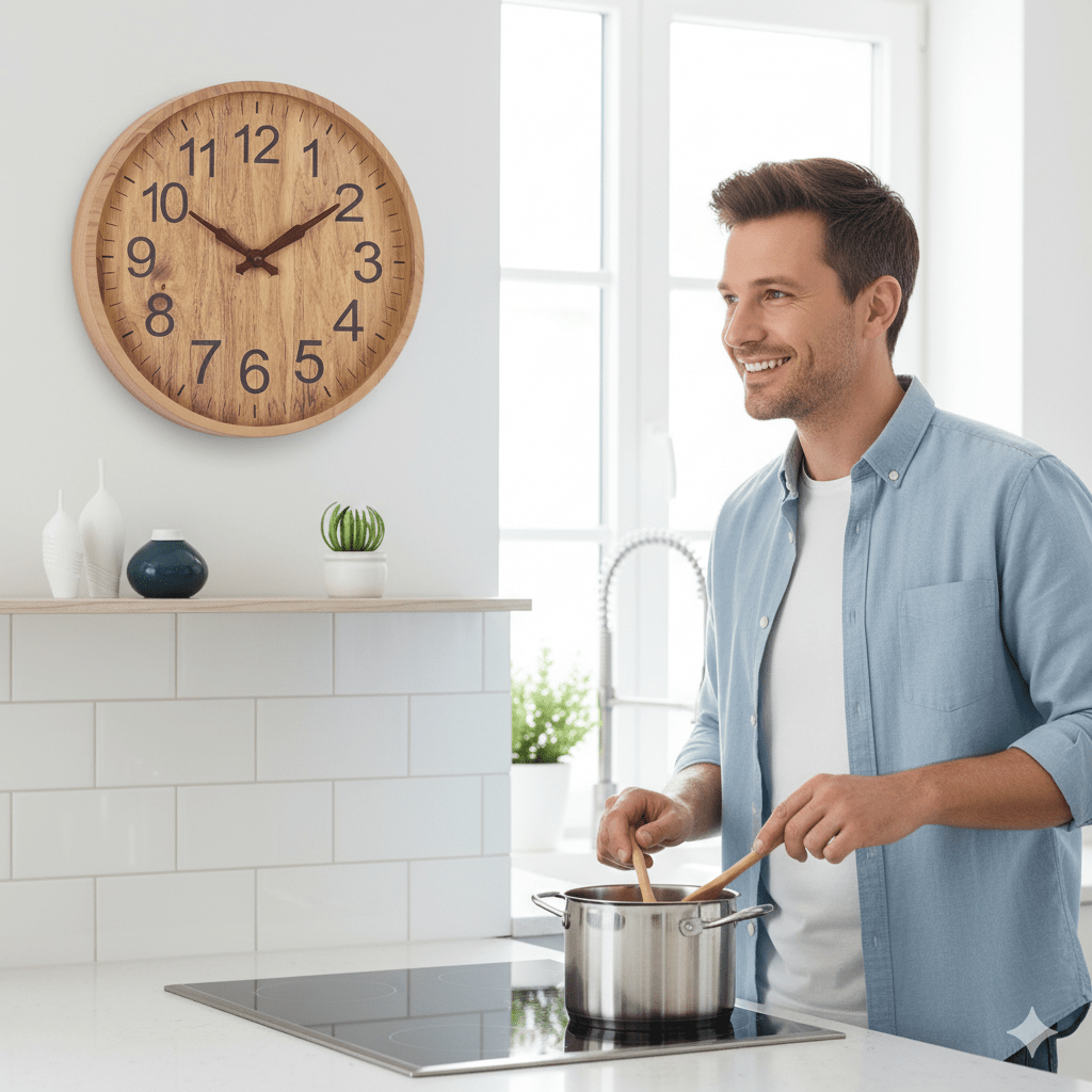 Ceas de perete din lemn TimberGlow Silent cu farmec natural