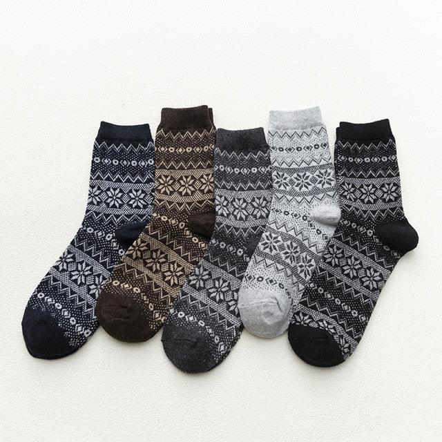 Calze Invernali Nordiche con Motivo Scandinavo in Misto Lana