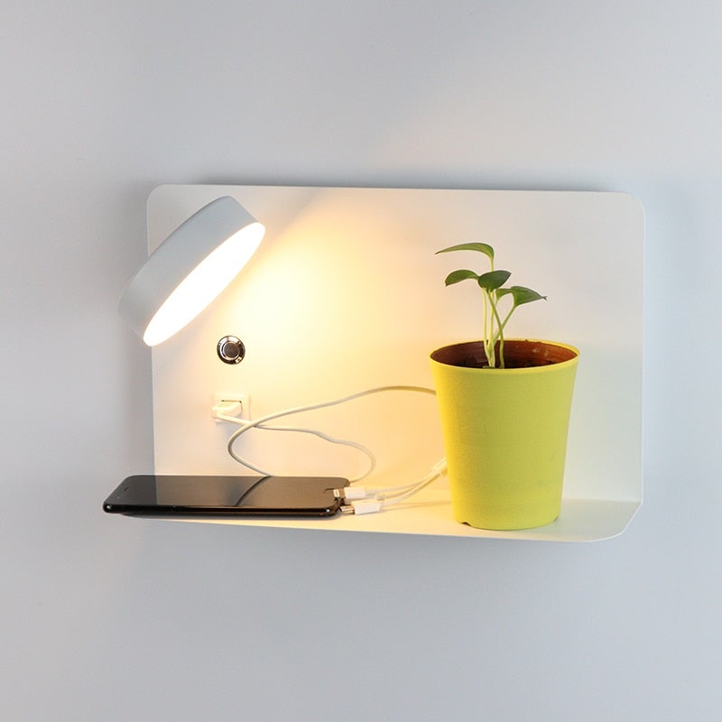 چراغ دیواری قابل تنظیم LED کنار تخت AuroraBeam با شارژر USB
