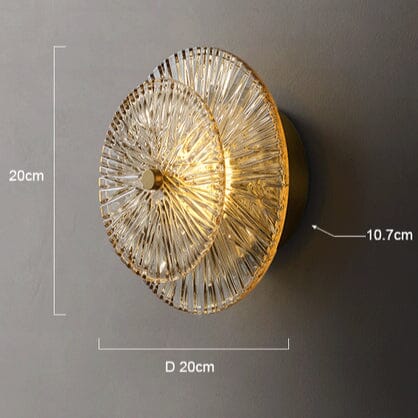 Aurelia Glas-Wandleuchte mit mattem Goldrahmen und Kristallen