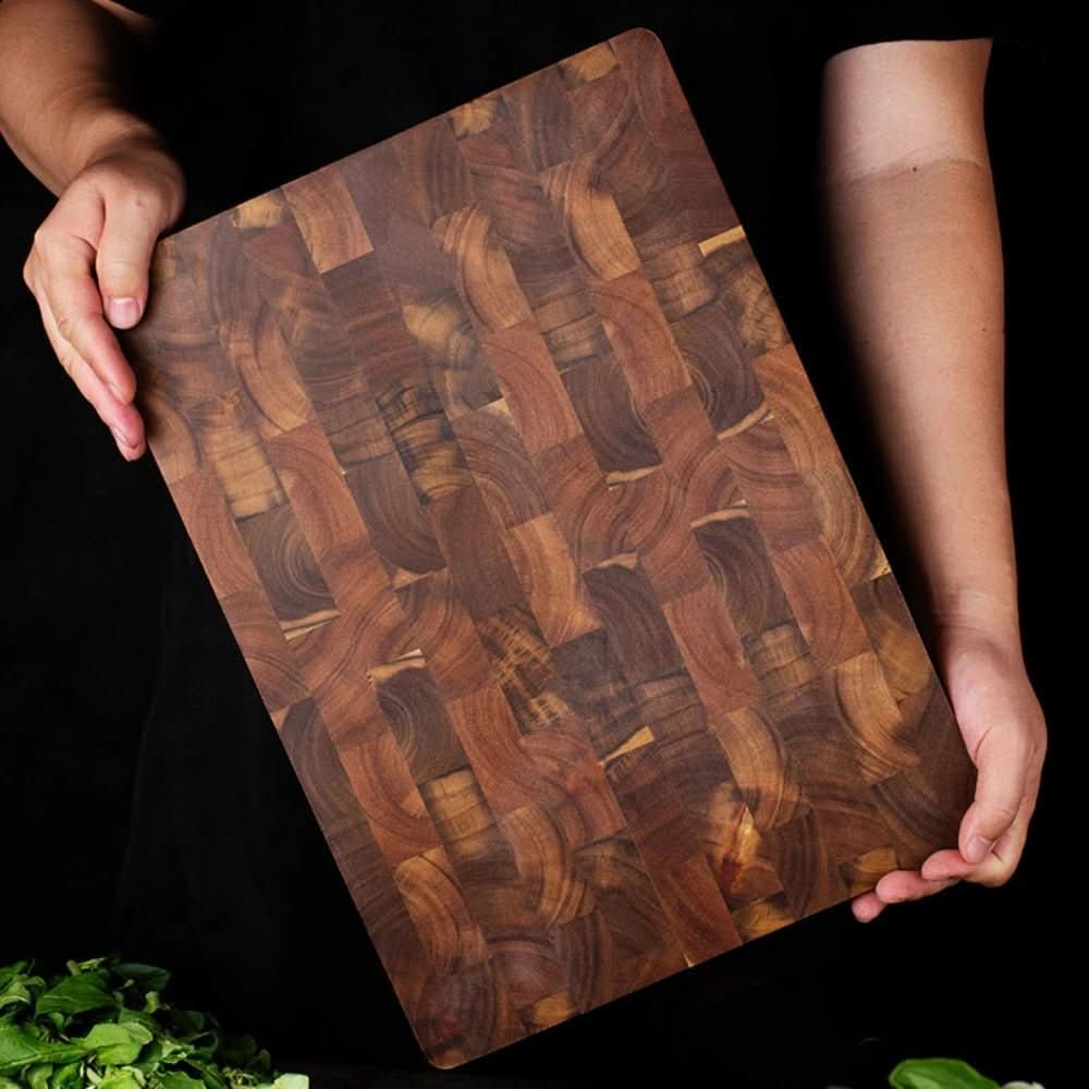 Tagliere in legno di acacia antibatterico con design a scacchiera di TimberHaven