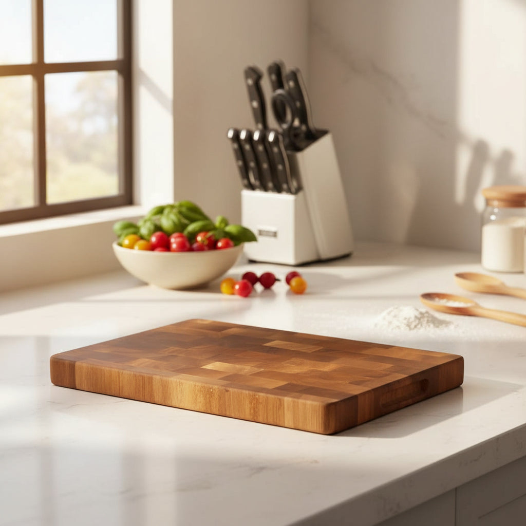 Tagliere in legno di acacia antibatterico con design a scacchiera di TimberHaven