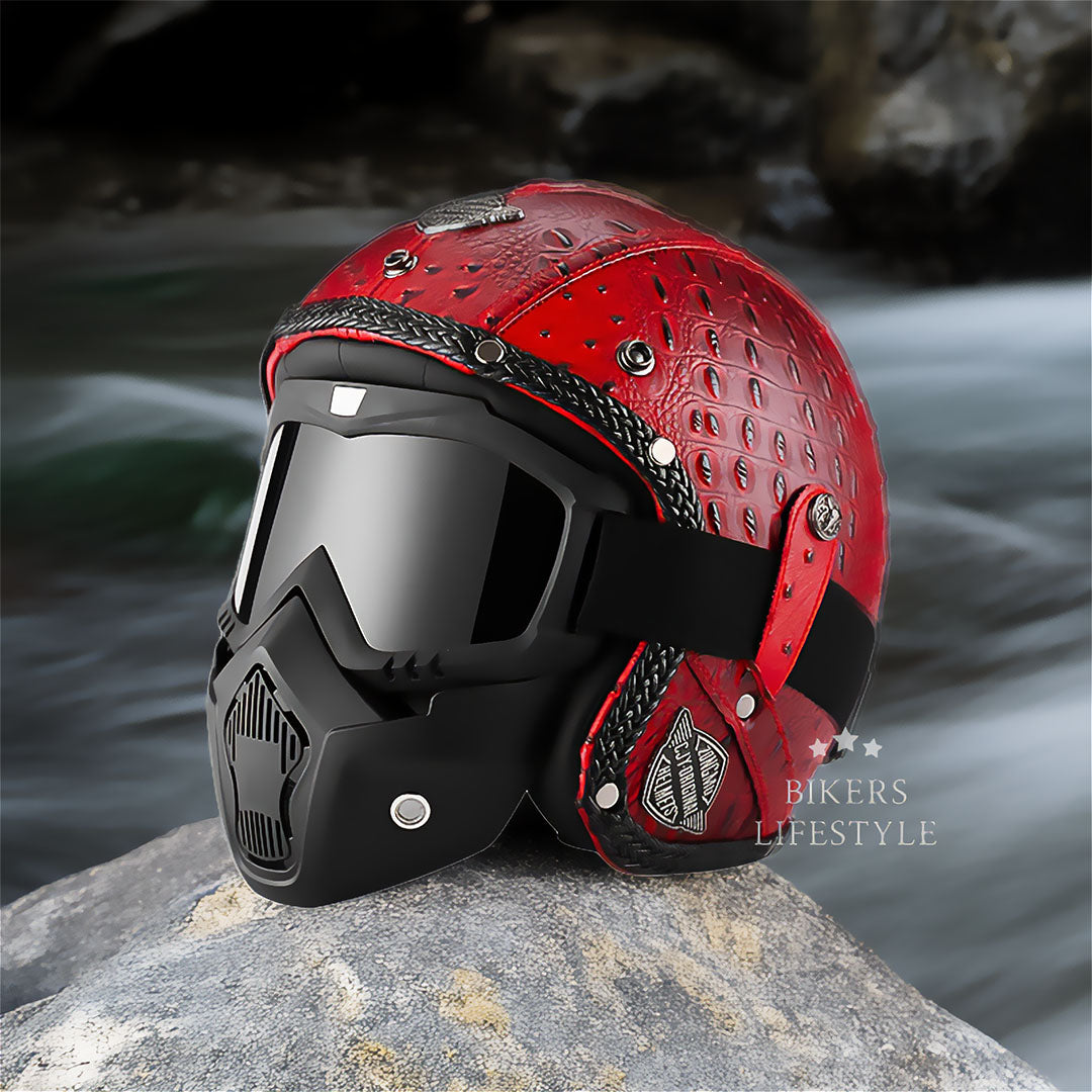 Astra Heritage Open Face Motorcycle Helmet DOT and ECE Certified